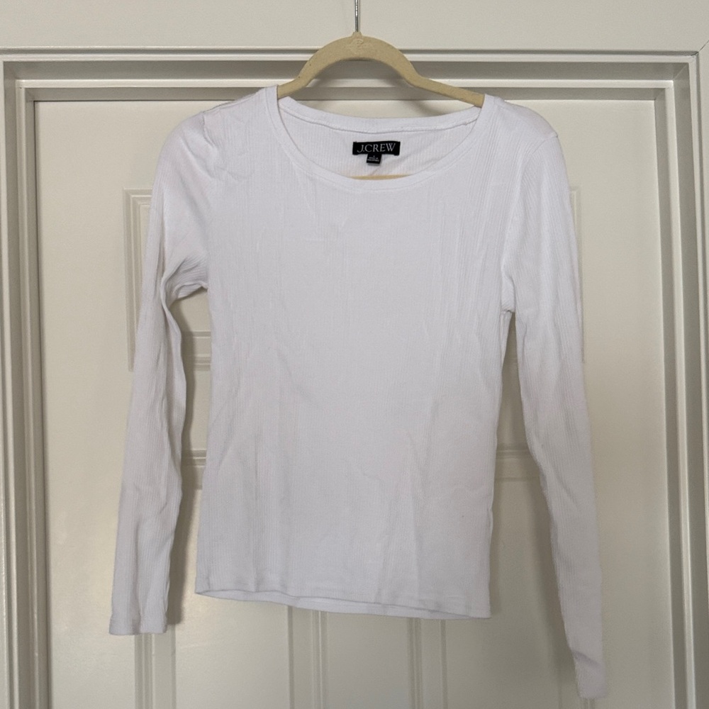 J.Crew Ribbed Long Sleeve Tee in White